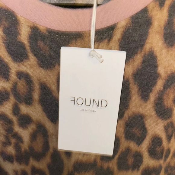 New! Found Denim Vintage Leopard/Pink Ringer T Shirt Size Large 🐆 - Picture 6 of 13